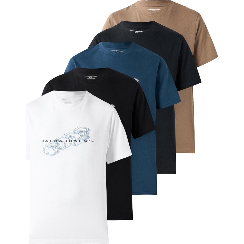 JACK & JONES Tričko JCOFUSION námořnická modř / šedobéžová /