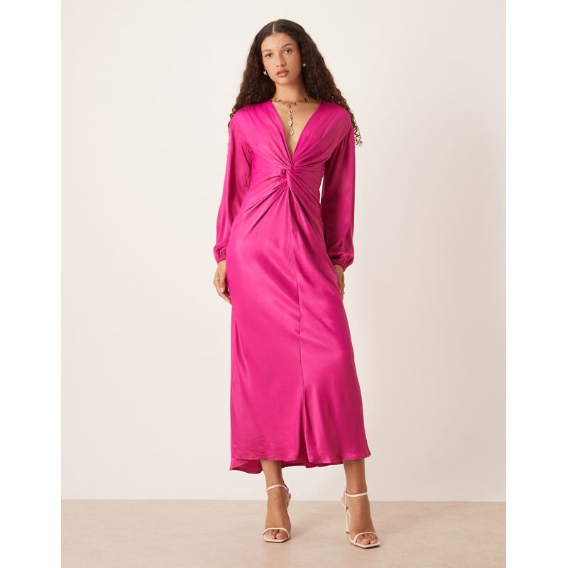 Nobodys Child Adina knot front midaxi dress in pink 114408478