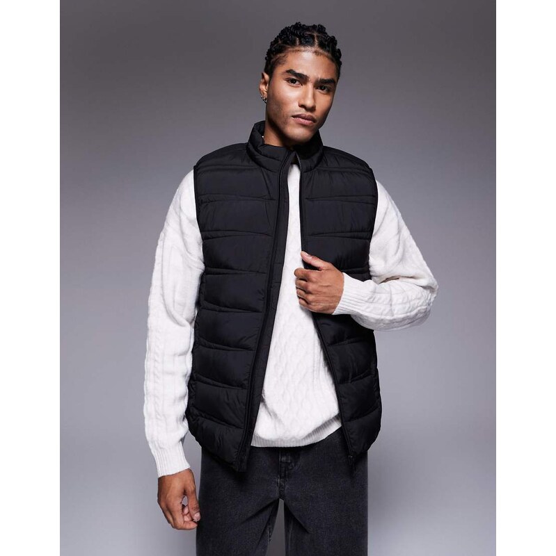 River Island lightweight puffer gilet in black