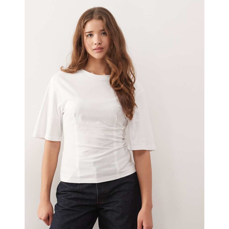 Monki cinched waist top in white