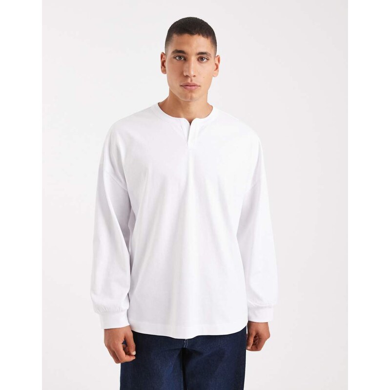 ASOS DESIGN heavyweight oversized long sleeve henley t-shirt in