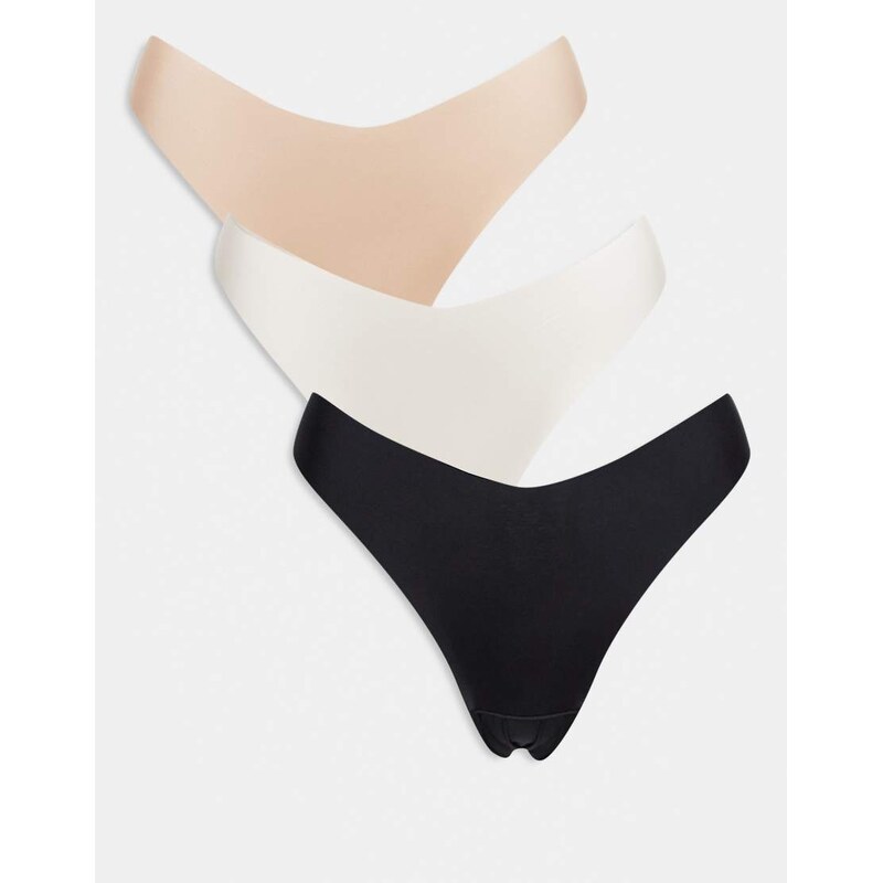 Lindex 3 pack invisible no VPL thong in beige neutrals