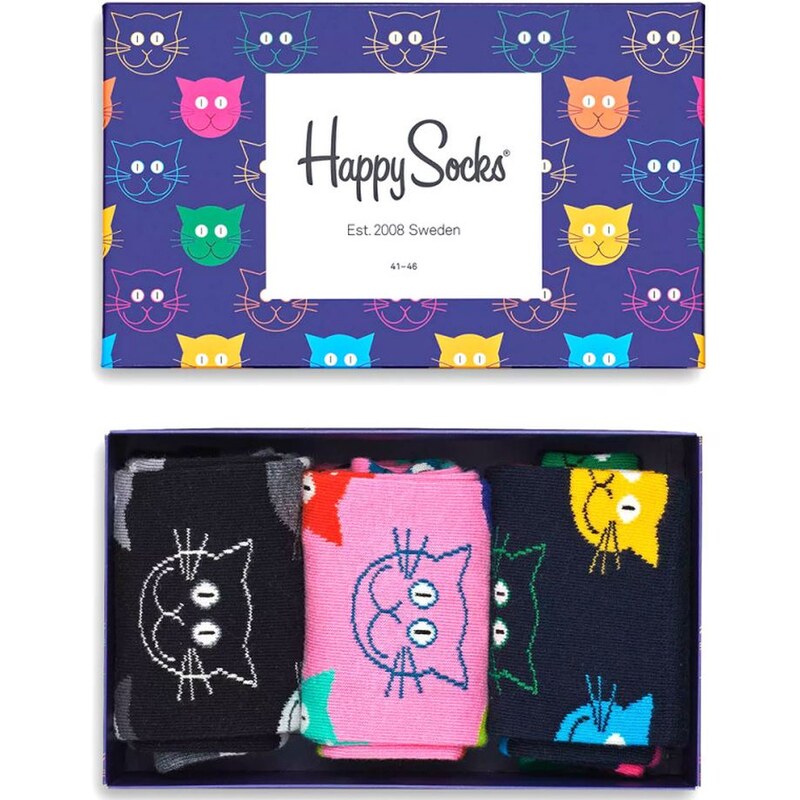 Happy Socks 3-Pack Mixed Cat Socks Gift set 41-46 112385789