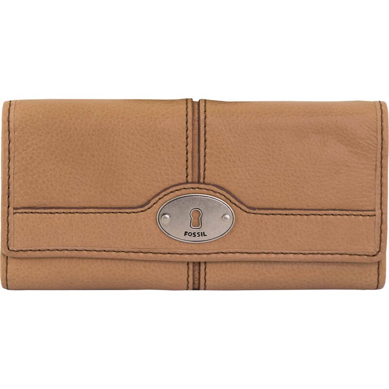 Dámská peněženka Fossil Leather Wallet Maddox Flap Clutch Camel béžová 109629009