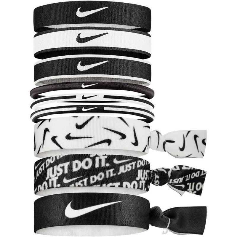 Sada Gumiček Nike Hairbands 9-Pack Black-White-Black černá/bílá