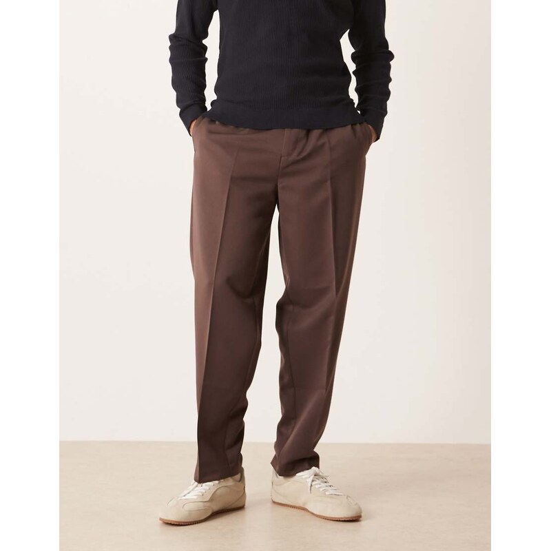 ASOS DESIGN smart oversized tapered trousers with full