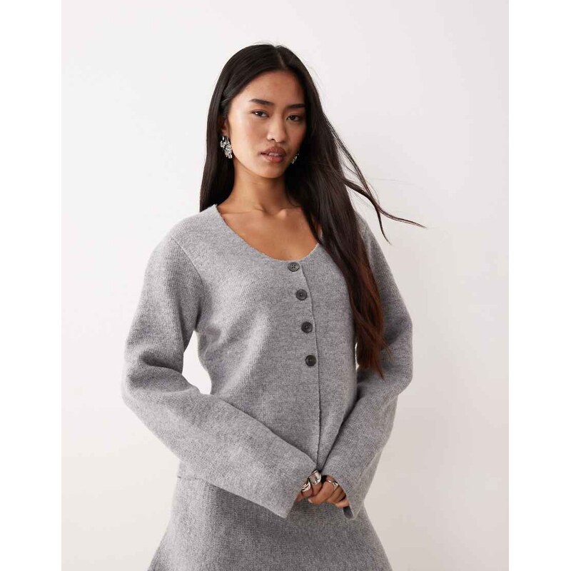 JDY structured knitted cardigan co-ord in grey 109635300