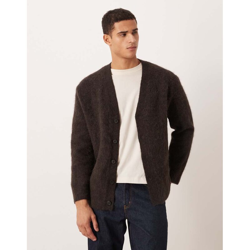 ARKET textured alpaca blend cardigan in brown