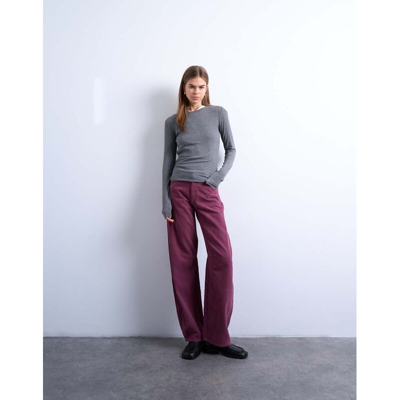 Topshop Barrel mid rise jean in purple cord 109635342