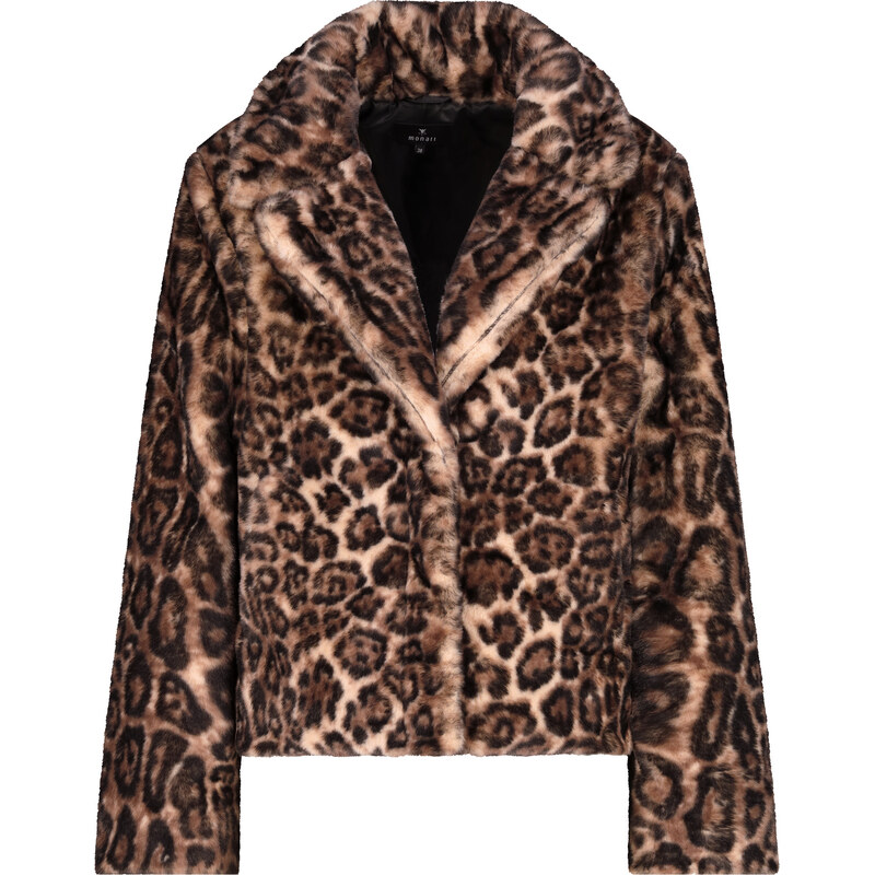 MONARI FASHION CONTRASTS dámský kabátek leopardí motiv krátký kožíšek