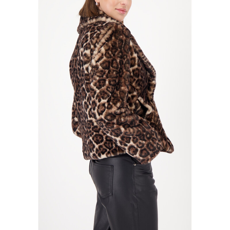 MONARI FASHION CONTRASTS dámský kabátek leopardí motiv krátký kožíšek