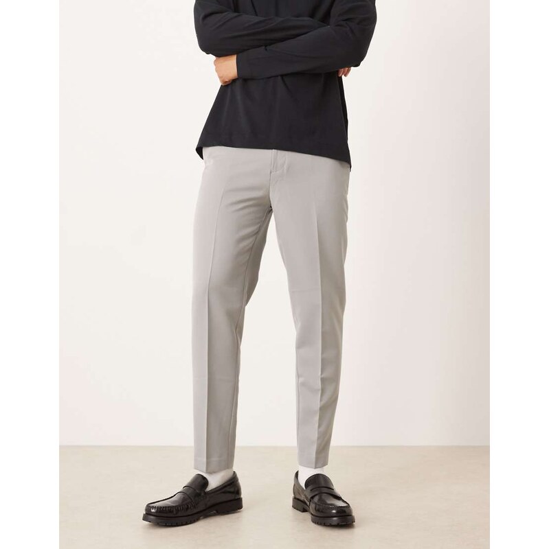 ASOS DESIGN smart tapered trouser in light grey