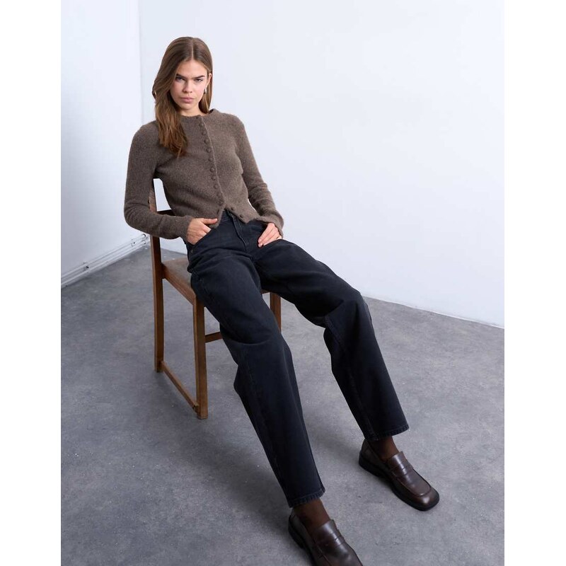 Topshop Cinch low rise relaxed jean in washed black