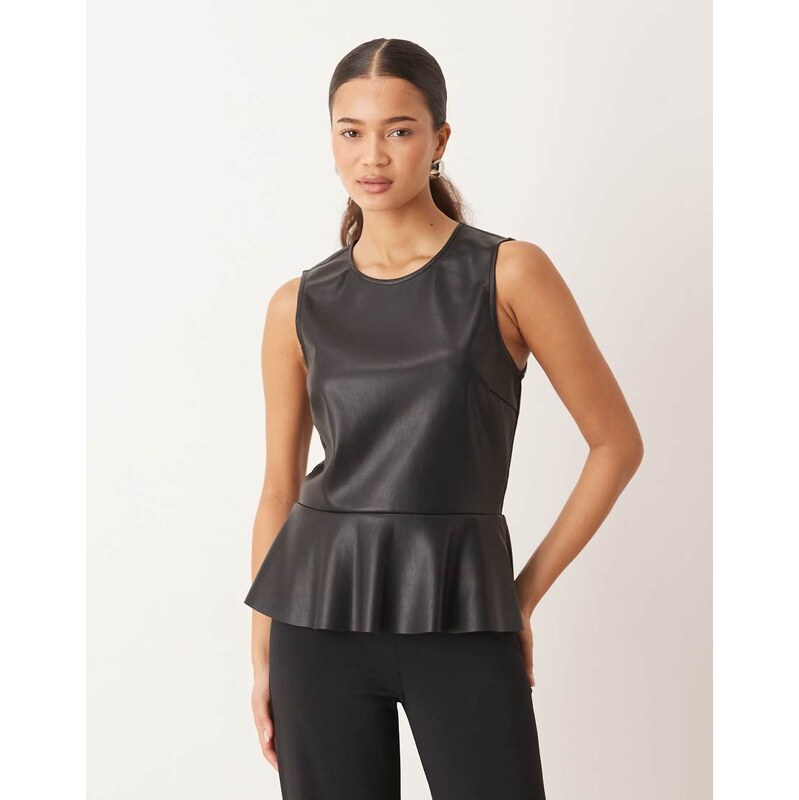 Gina Tricot PU peplum top in black 109653361