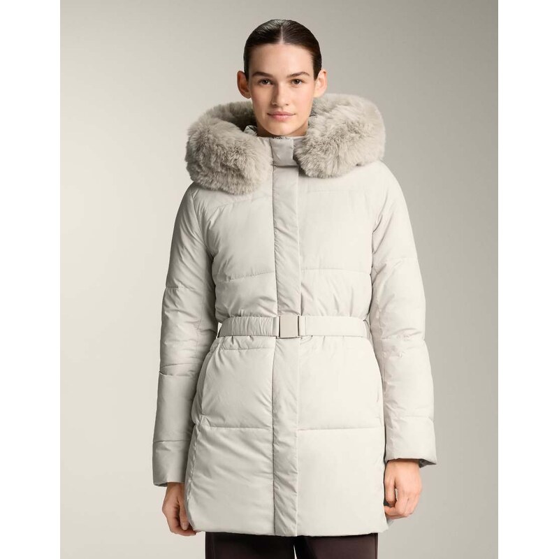 OYSHO Waterrepellent primaloft padded midi jacket in stone-Grey 109635790