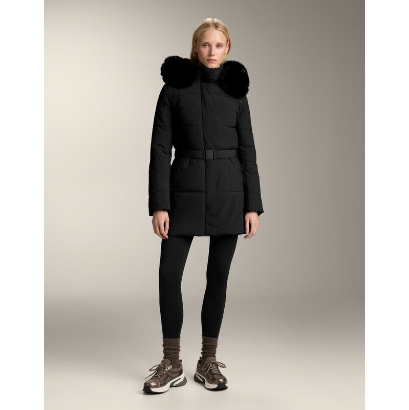 OYSHO Waterrepellent primaloft padded midi jacket in black 109654529