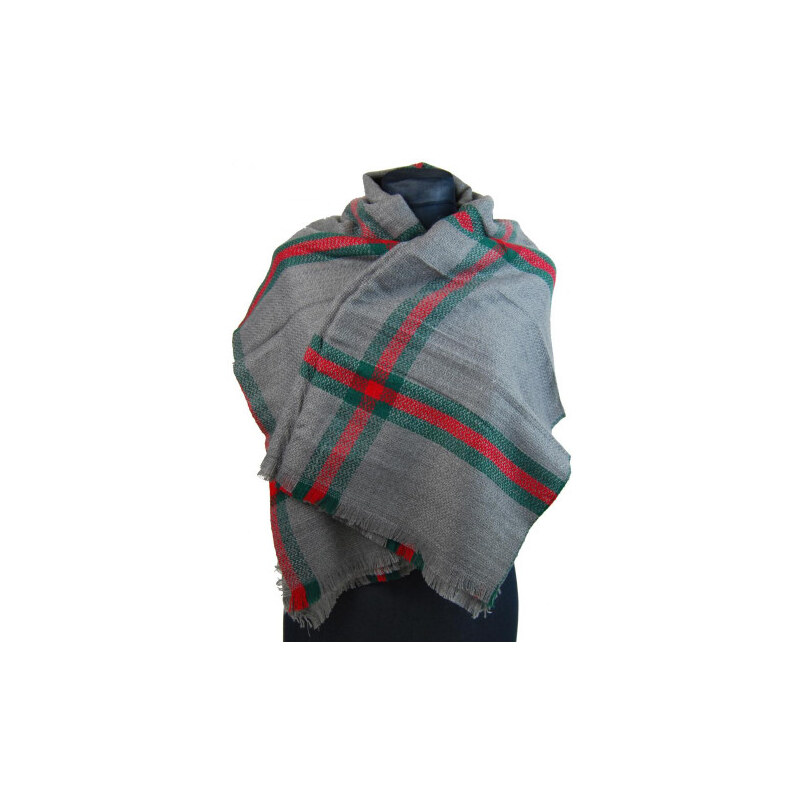 NEW BERRY dámská pletená šála / pléd BC717 středně šedá 108698972