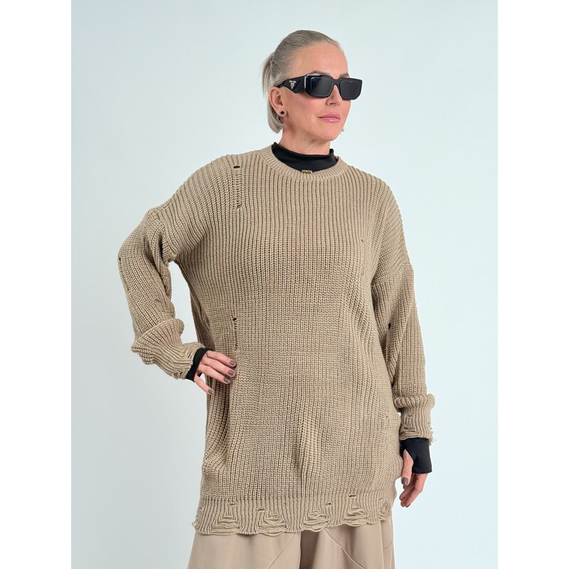 Voga Móda Cappuccino dlouhý svetr ROSS 109639212