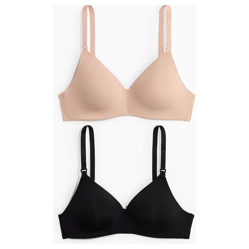 H&M - MAMA Podprsenka na kojení bez kostic 2 kusy - Béžová/Černá