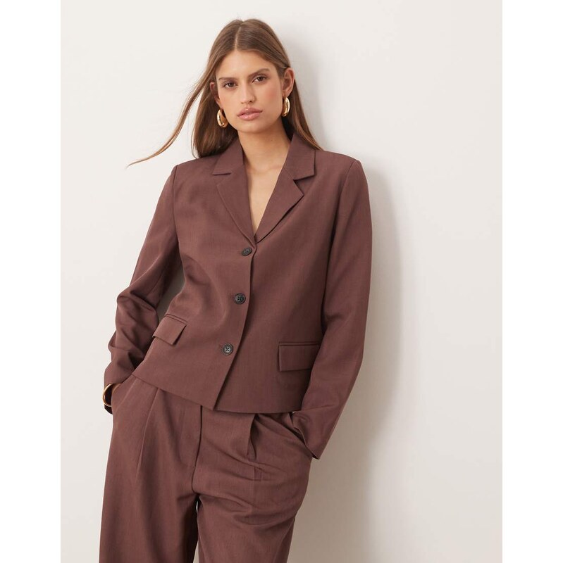 AWARE boxy tailored blazer co-ord in terracotta-Purple 109645912