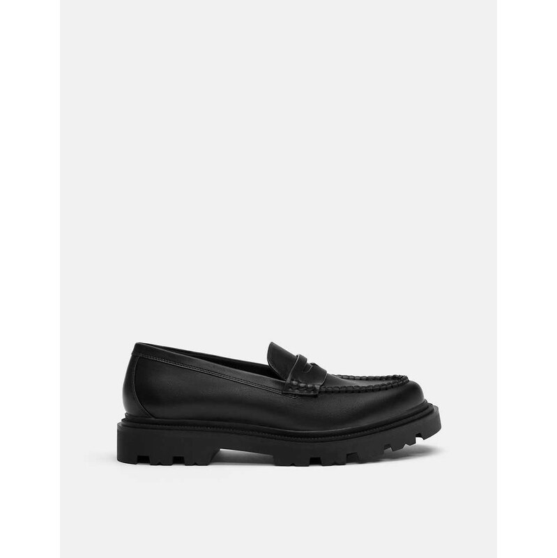 Pull&Bear Chunky sole loafers in black