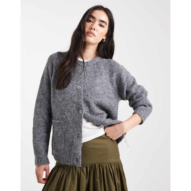 ONLY slouchy pocket cardigan in dark grey 115166554