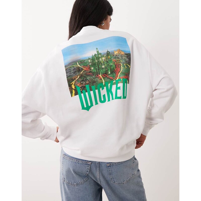 ASOS DESIGN relaxed sweat with WICKED print in white