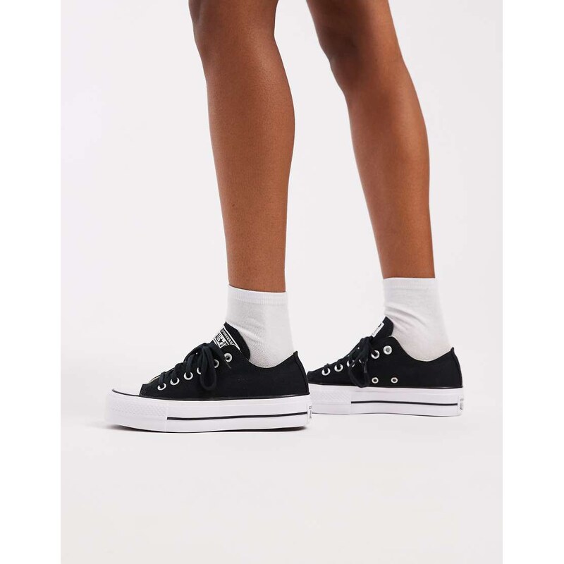Converse Chuck Taylor Lift Ox platform trainers in black
