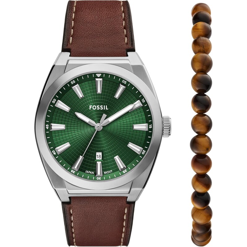 FOSSIL Analogové hodinky EVERETT tmavě hnědá / tmavě zelená / stříbrná 109649531