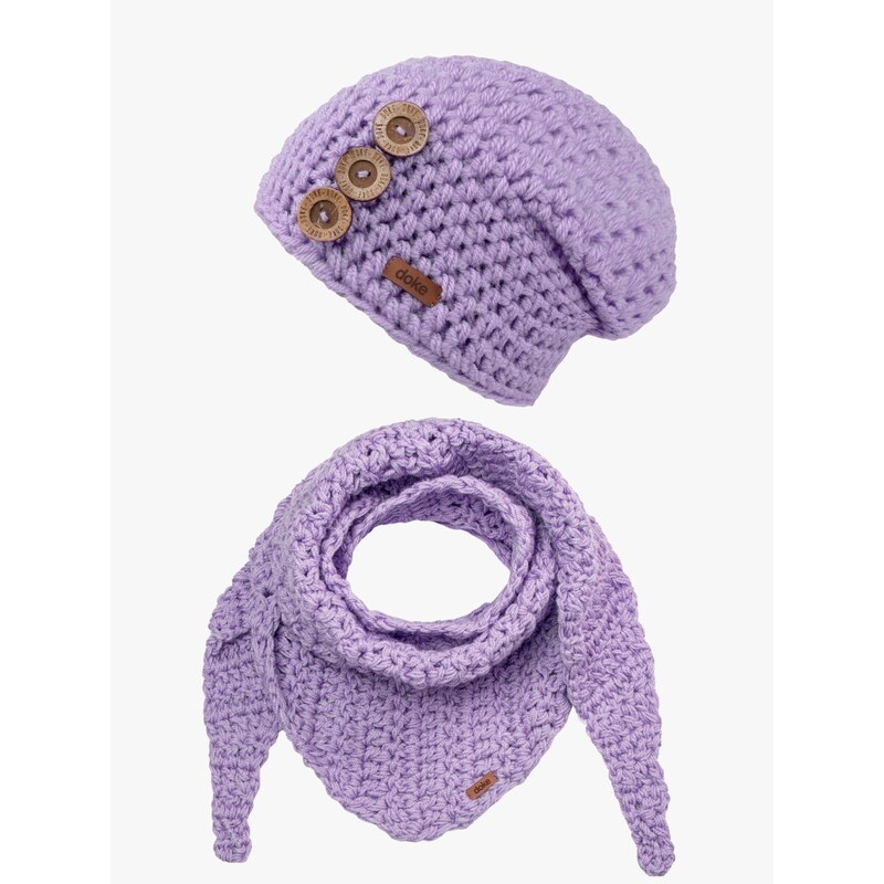 DOKE Set háčkovaná čepice B nature flieder 109650106