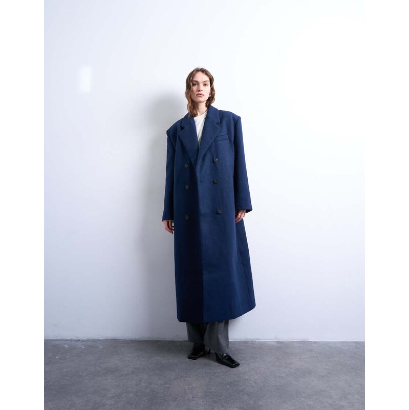 Topshop oversized double breasted mensy overcoat with wool in