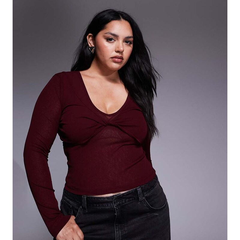 ASOS Curve ASOS DESIGN Curve twist bust double layer long sleeve