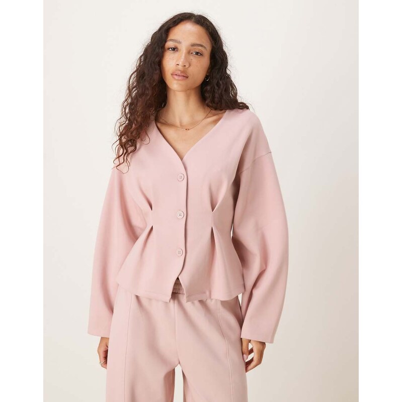 ASOS DESIGN interlock structured cardigan in pink 109687250
