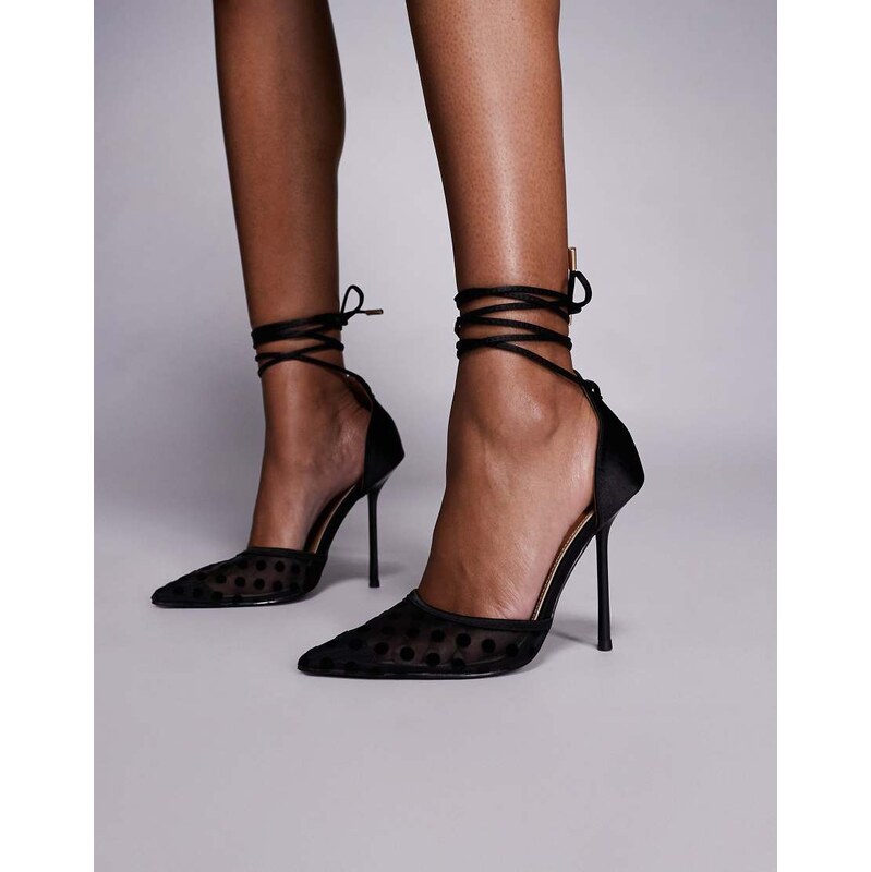 SIMMI Shoes Simmi London Mandisa polka dot mesh heeled shoes in