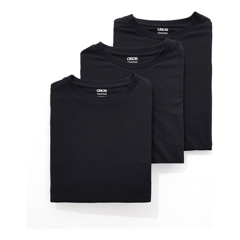 ASOS DESIGN Essentials 3 pack regular fit t-shirts in black