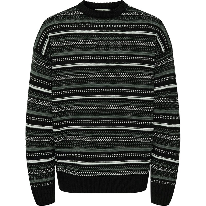 Only & Sons Svetr ONSROY šedá / černá / bílá