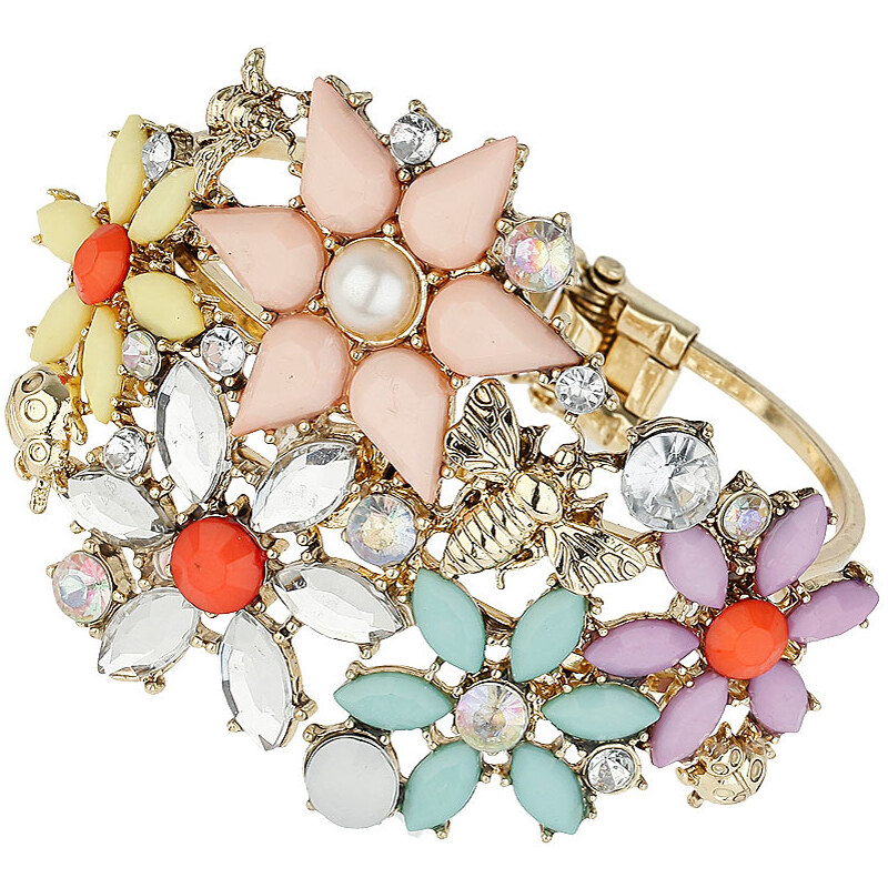 Topshop Flower And Insect Stone Bracelet
