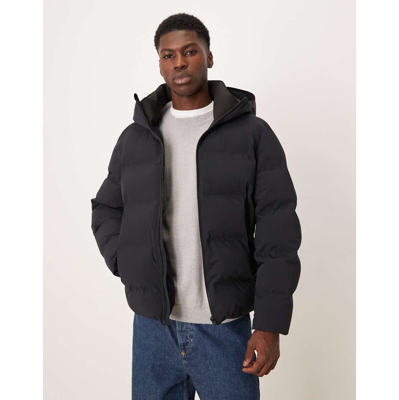 Mango waterproof thermal insulating hooded puffer jacket in navy