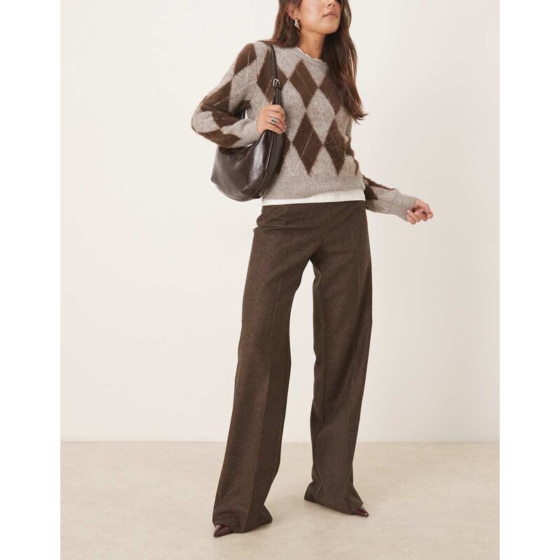 Mango Piper co-ord tailored trouser in brown