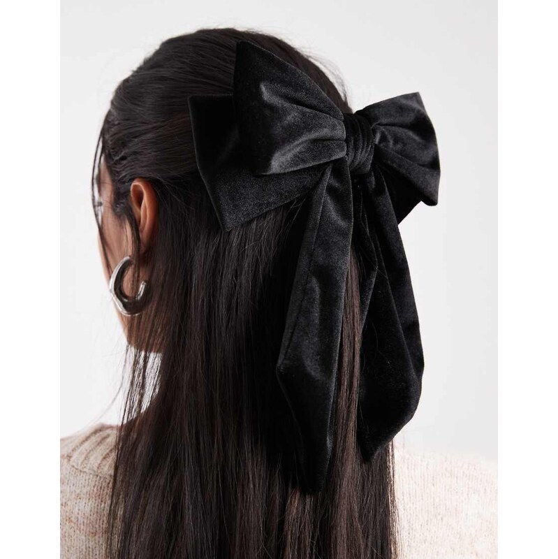 ASOS DESIGN velvet hair bow in black 109653405