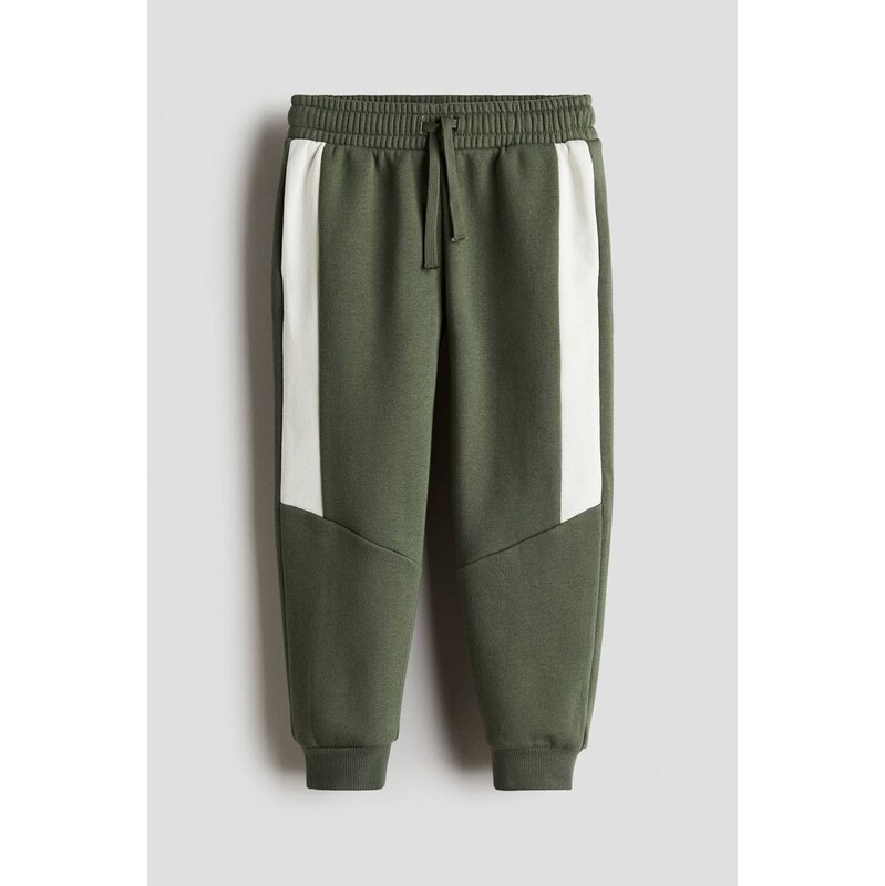 H&M - Kalhoty joggers barevnými bloky - Khaki Zelená