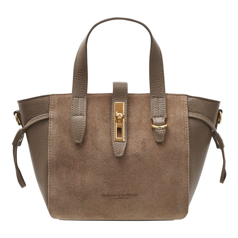 Glamorous by GLAM Dámská kožená kabelka do ruky z broušené kůže taupe 109660110