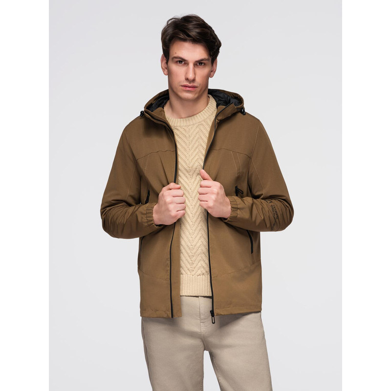 Ombre Mens lightweight jacket with waterproof coating and hood