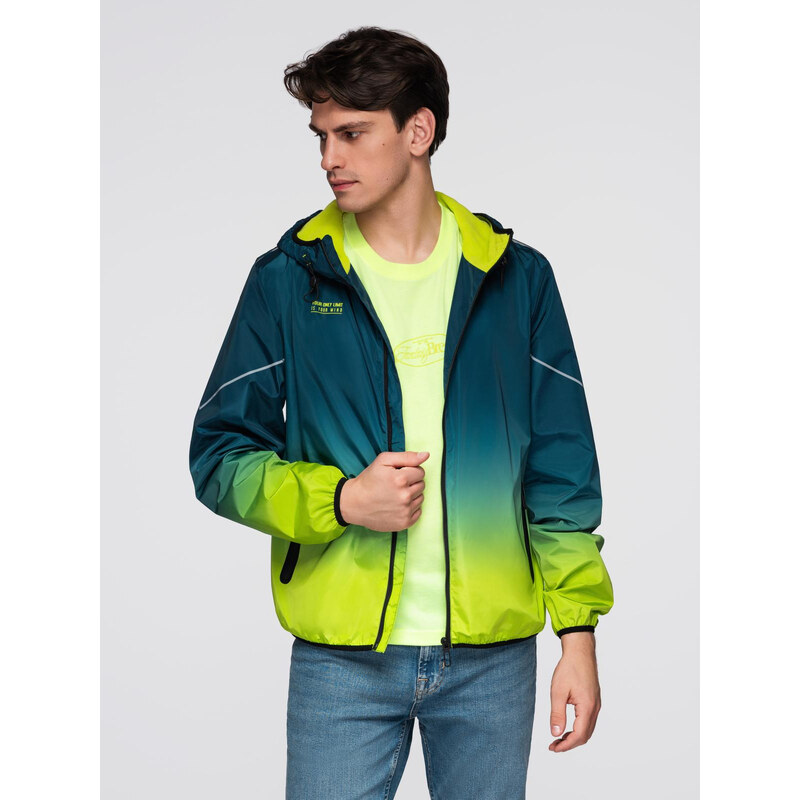 Mens ombre sports jacket with reflectors and fleece lining