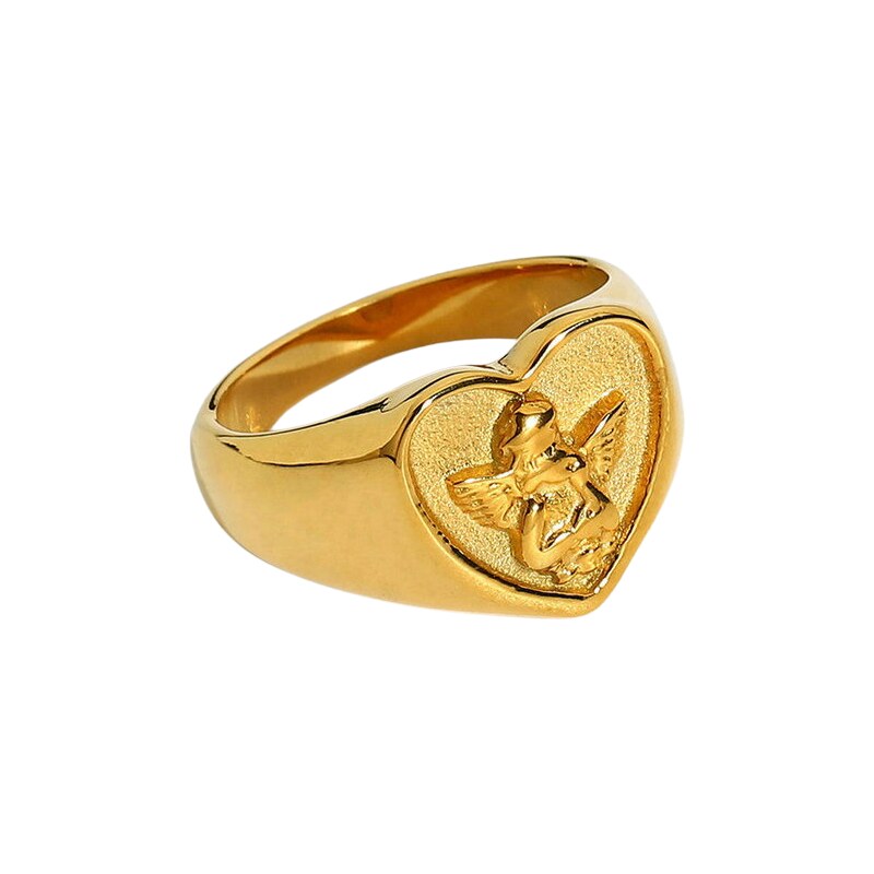 ELENYS Heart Angel – pozlacený prsten 18K žluté zlato