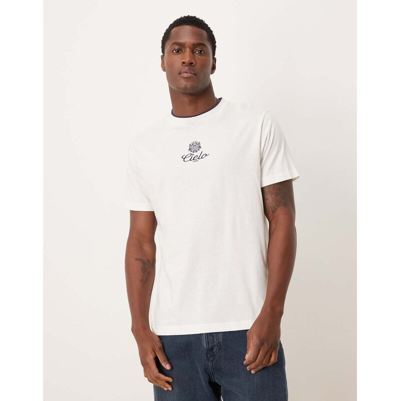 ASOS DESIGN regular fit t-shirt with tipped neck and text