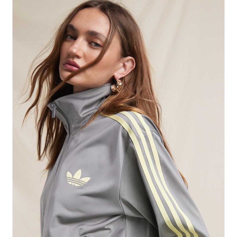 adidas Originals x ASOS Firebird Loose track top in grey and yellow 109665786