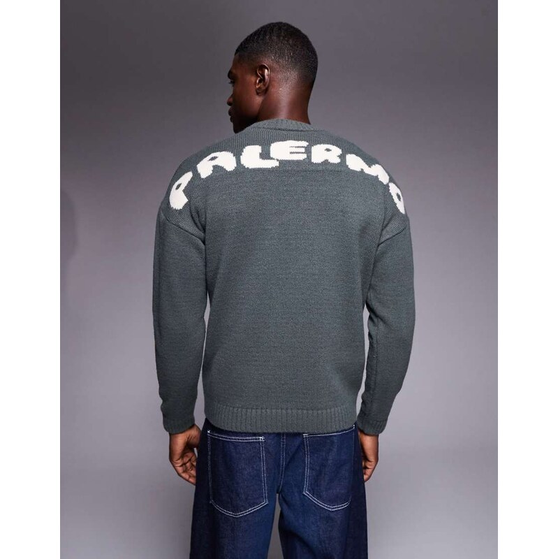 ASOS DESIGN oversized knitted crew neck jumper with Palermo back
