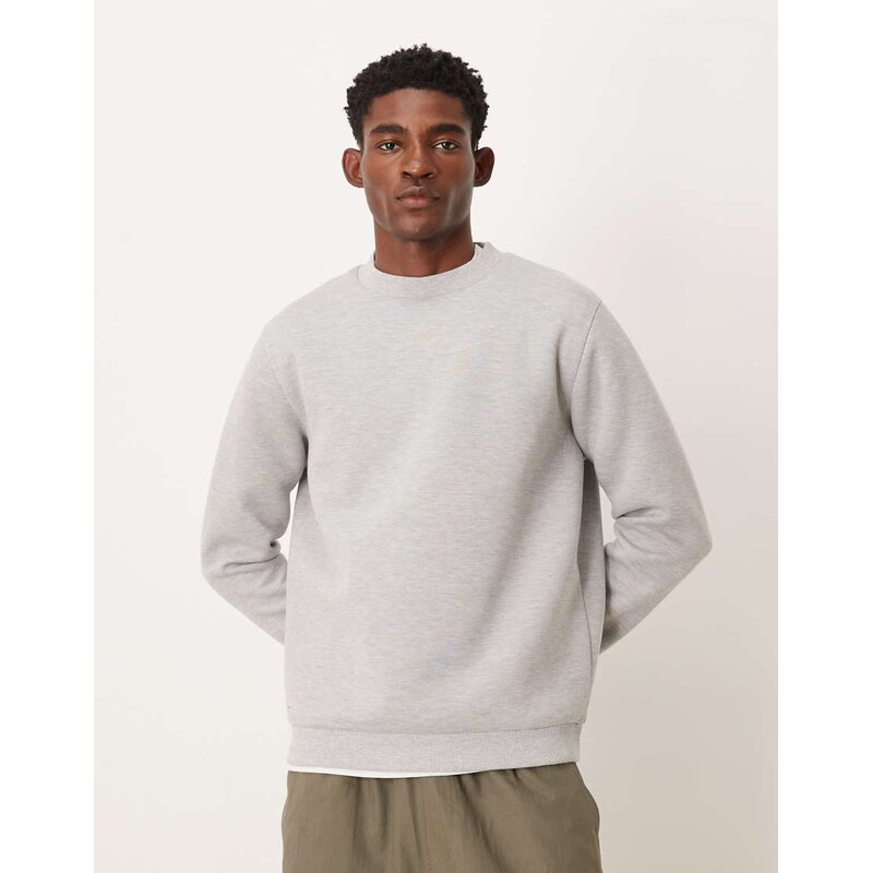 ASOS DESIGN sweatshirt in scuba-style fabric in grey marl