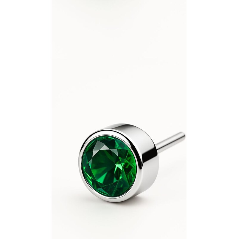 Titanová bezzávitová koncovka Inari organics - Emerald Round bezel top 109666039